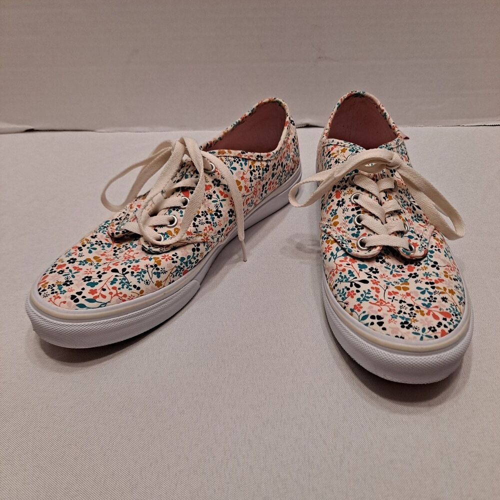 Vans Women's Floral Sneakers Size 9.5M Lace-up Multi-color